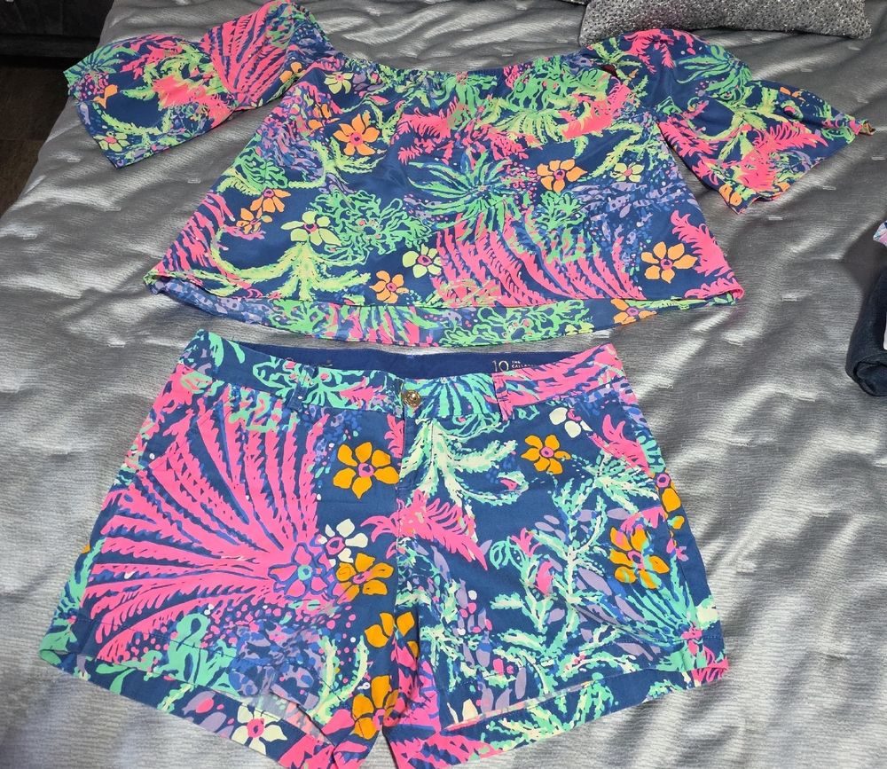 Lilly Pulitzer Pink and Blue Floral Set
